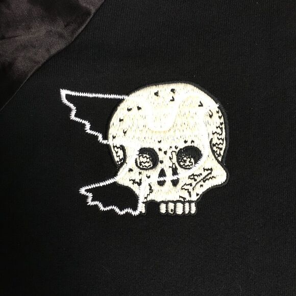 Lost Daze Skull Dove Zip Hoodie Black Large Silk Sleeves Embroidery - Picture 6 of 7